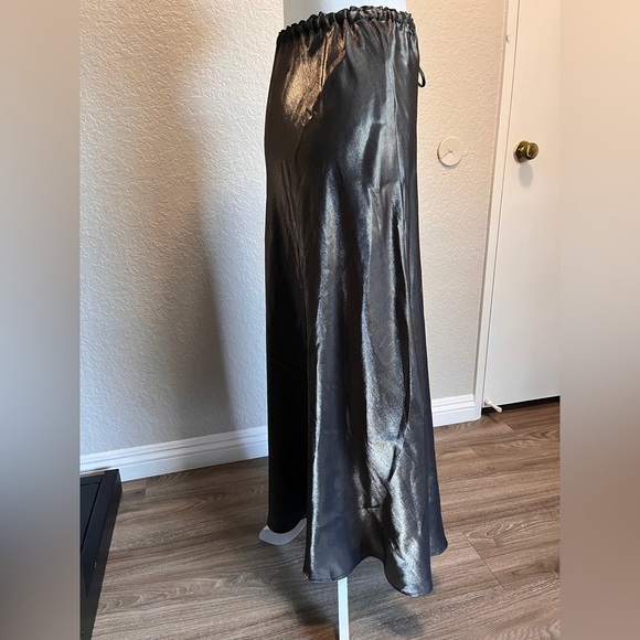 Vintage Jessica McClintock Collections Satin Metallic Black/Green Skirt sz 4 - Picture 5 of 7